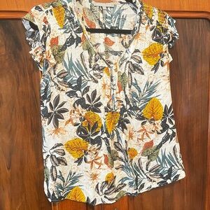 Daniel Rainn Multicolor Leaf Print Blouse